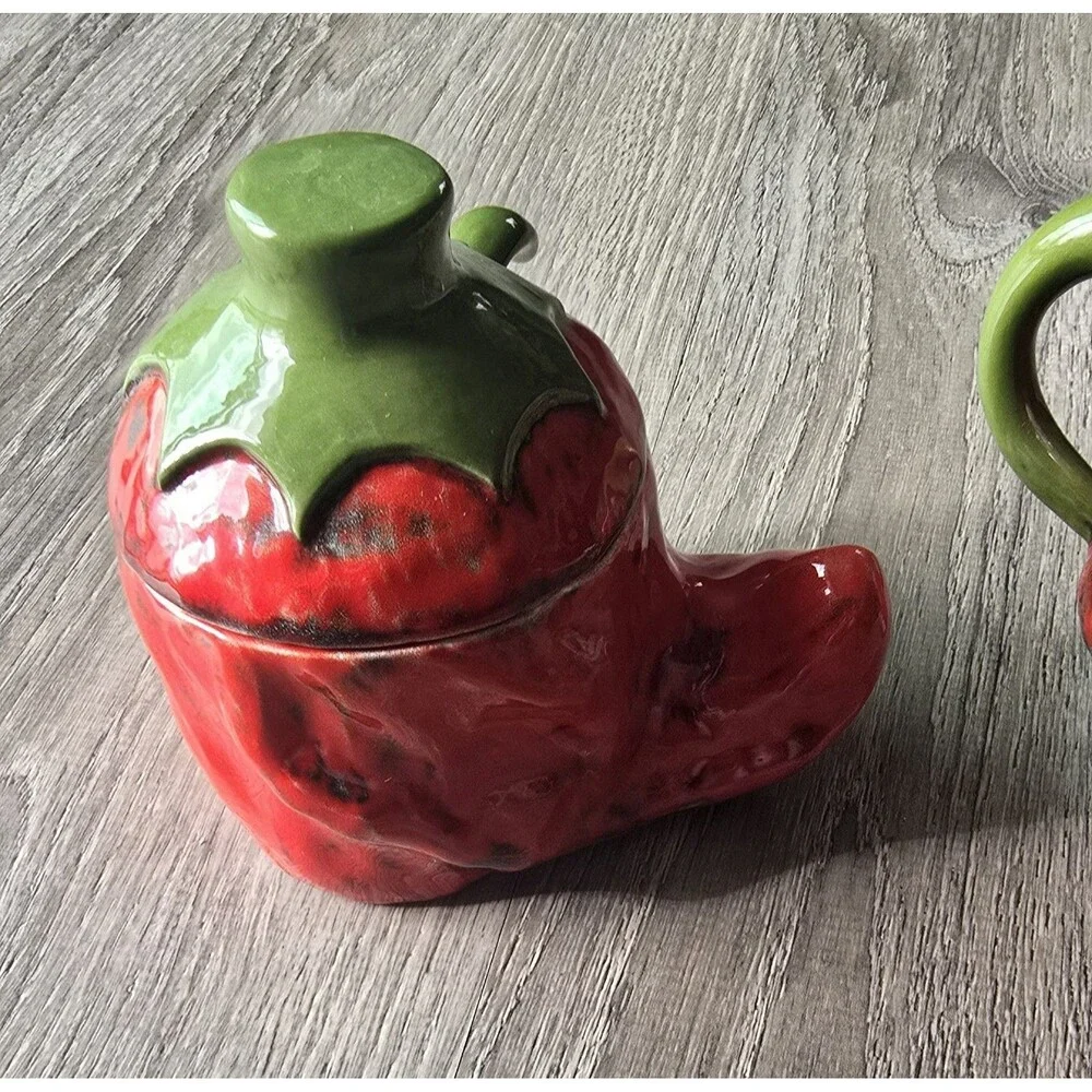 Vintage Set Of Chili Pepper Creamer & Sugar Bowl/ Salsa Southwest Decor Rare